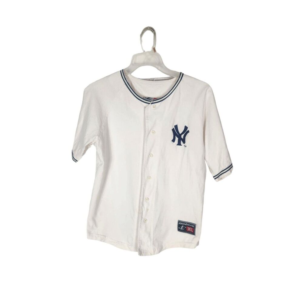 Rare Vintage 90s New York Yankees Logo Athletic Jersey Youth XL